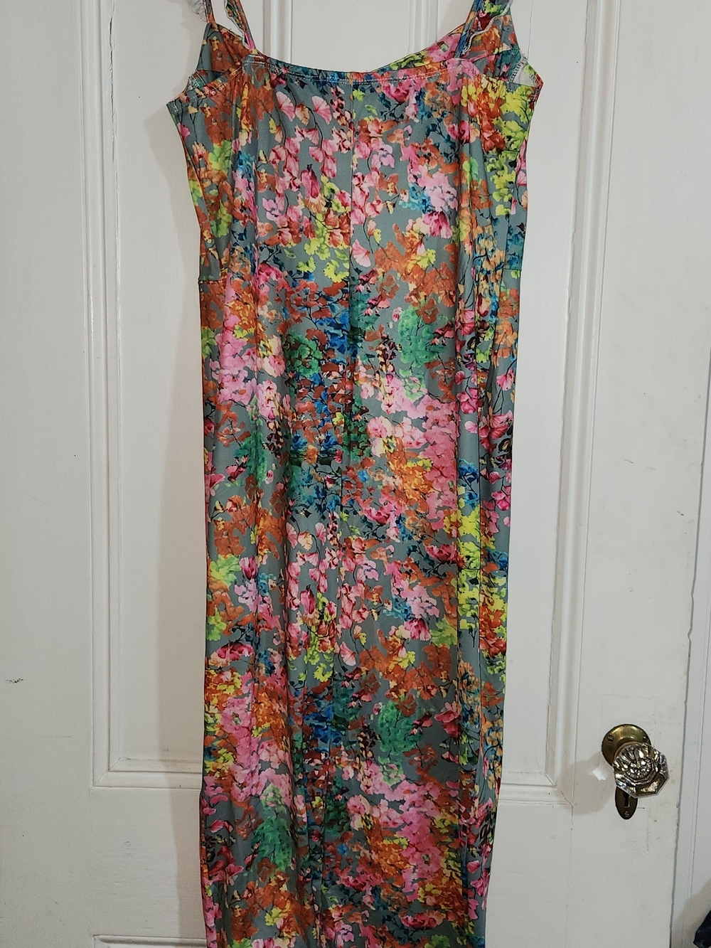 Sexy Multicolor Floral Slip Midi Dress with Ruffled Straps XL - Picture 6 of 6